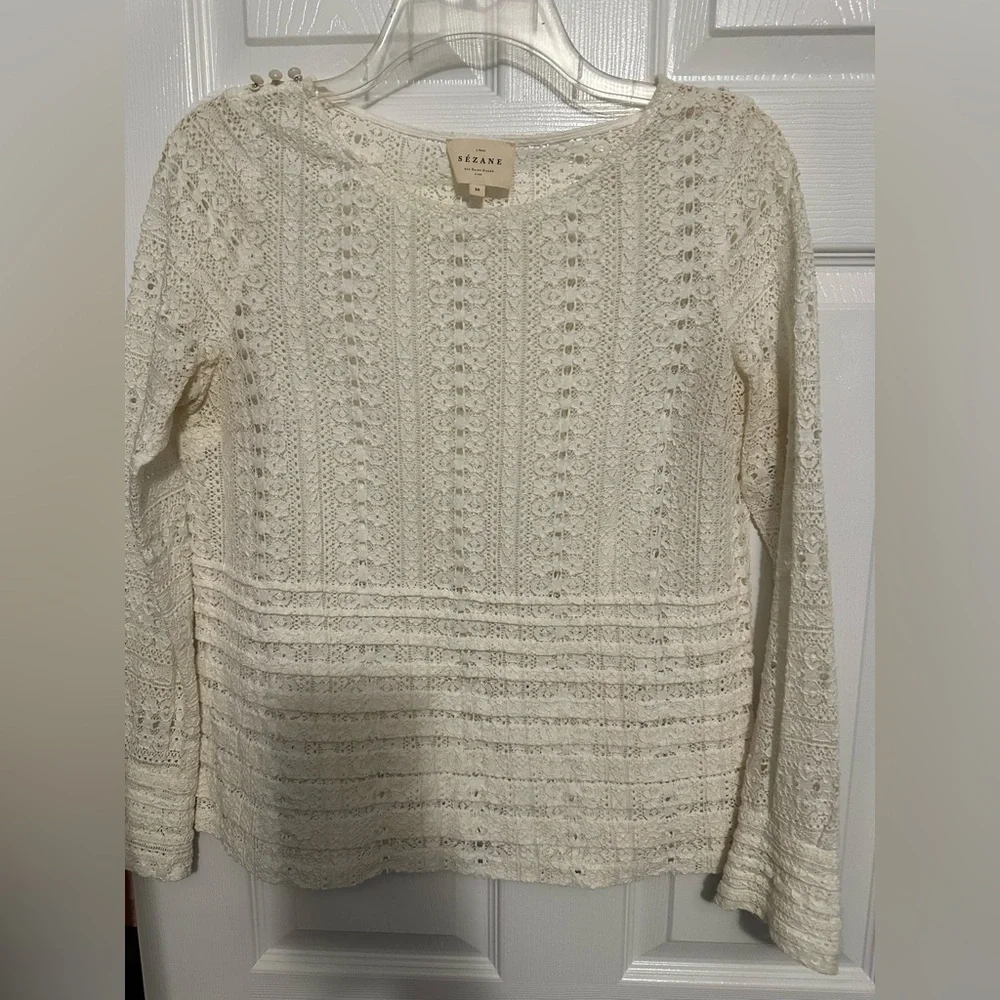 Sezane Cream Lace Top - Picture 2 of 7